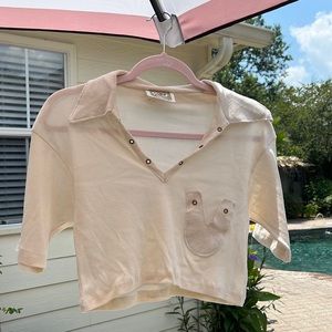 Vintage collared cream crop top
